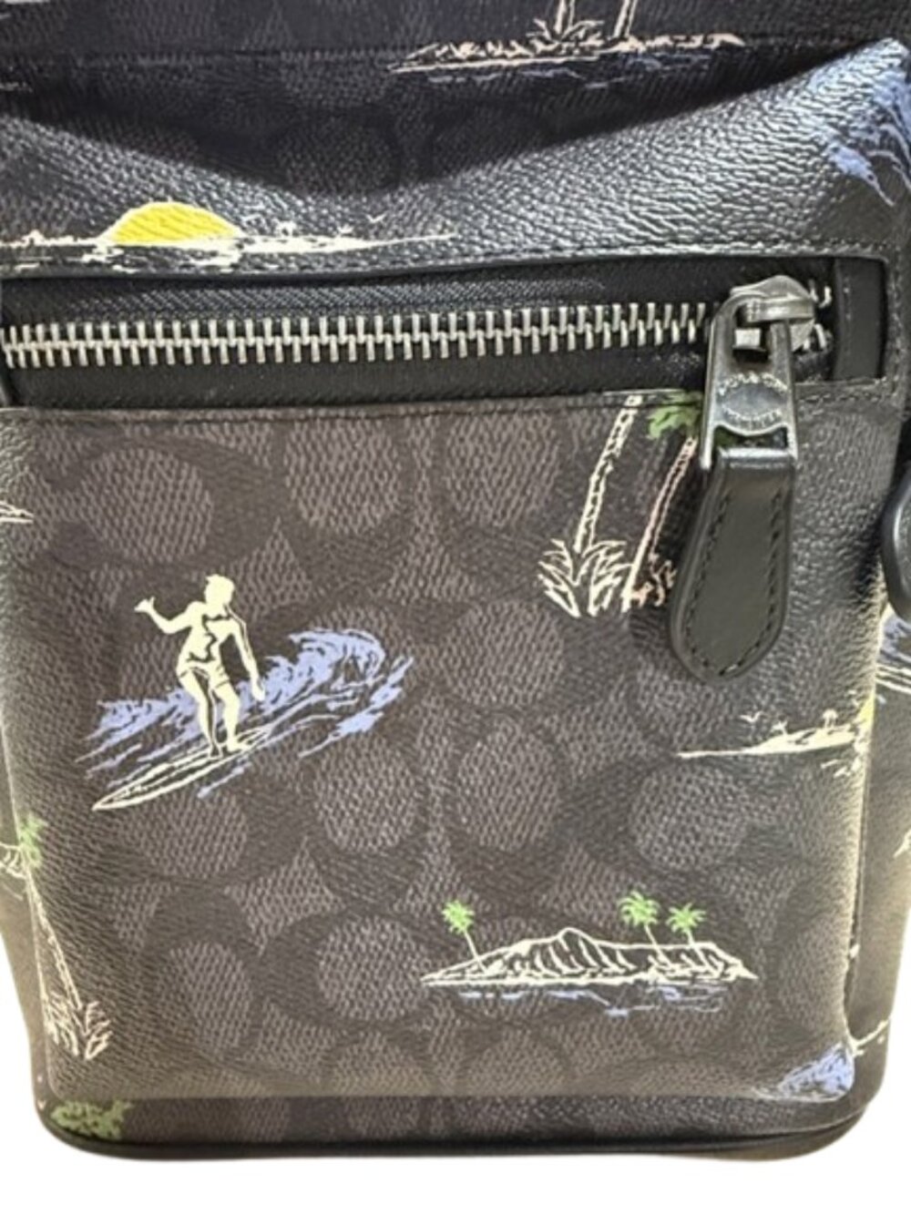 Coach West Pack Sling Bag Charcoal Multi Signature Canvas Surf Print NWT - Picture 7 of 14